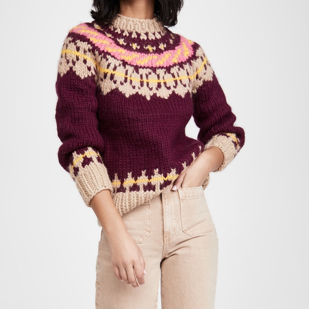 Tory Burch Fair Isle Pullover Sweater Heavyweight Chunky Knit Size Small NWT